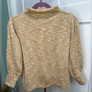 Madewell Gathered-Sleeve Mockneck Top small yellow / tan